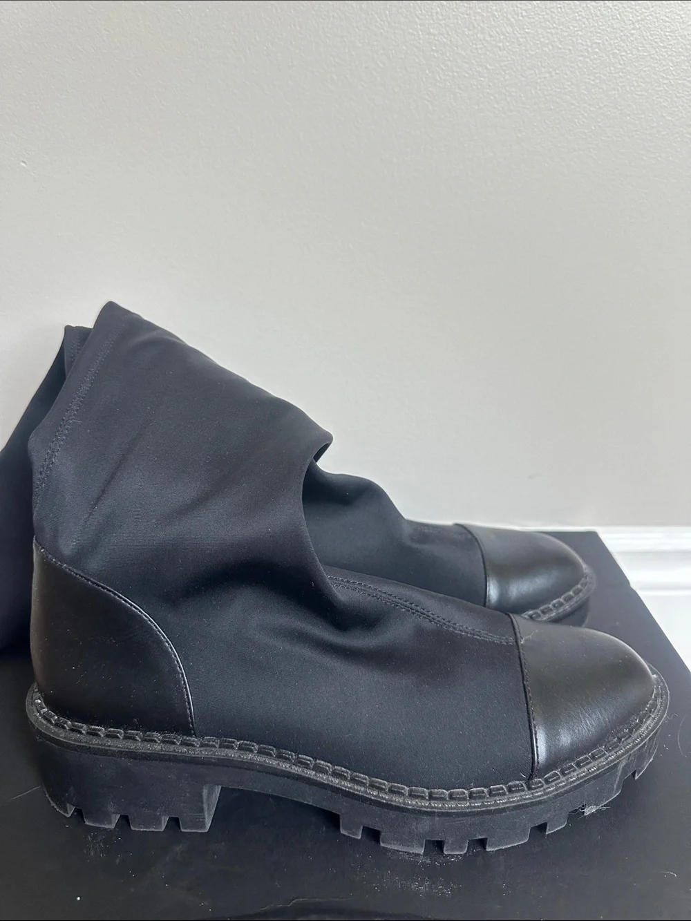 Zara Black Over-the-Knee Stretch Sock Boots